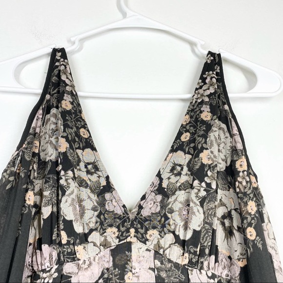 FREE PEOPLE Penny Lover Mini Dress Floral Cold Shoulder Grey Pink Black Sheer XS - Picture 4 of 11